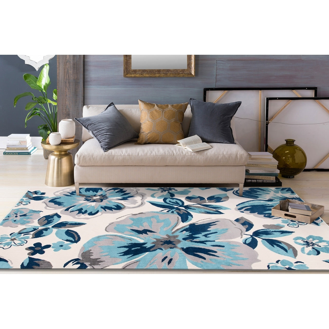 Tappeto moderno con motivo floreale della World Rug Gallery