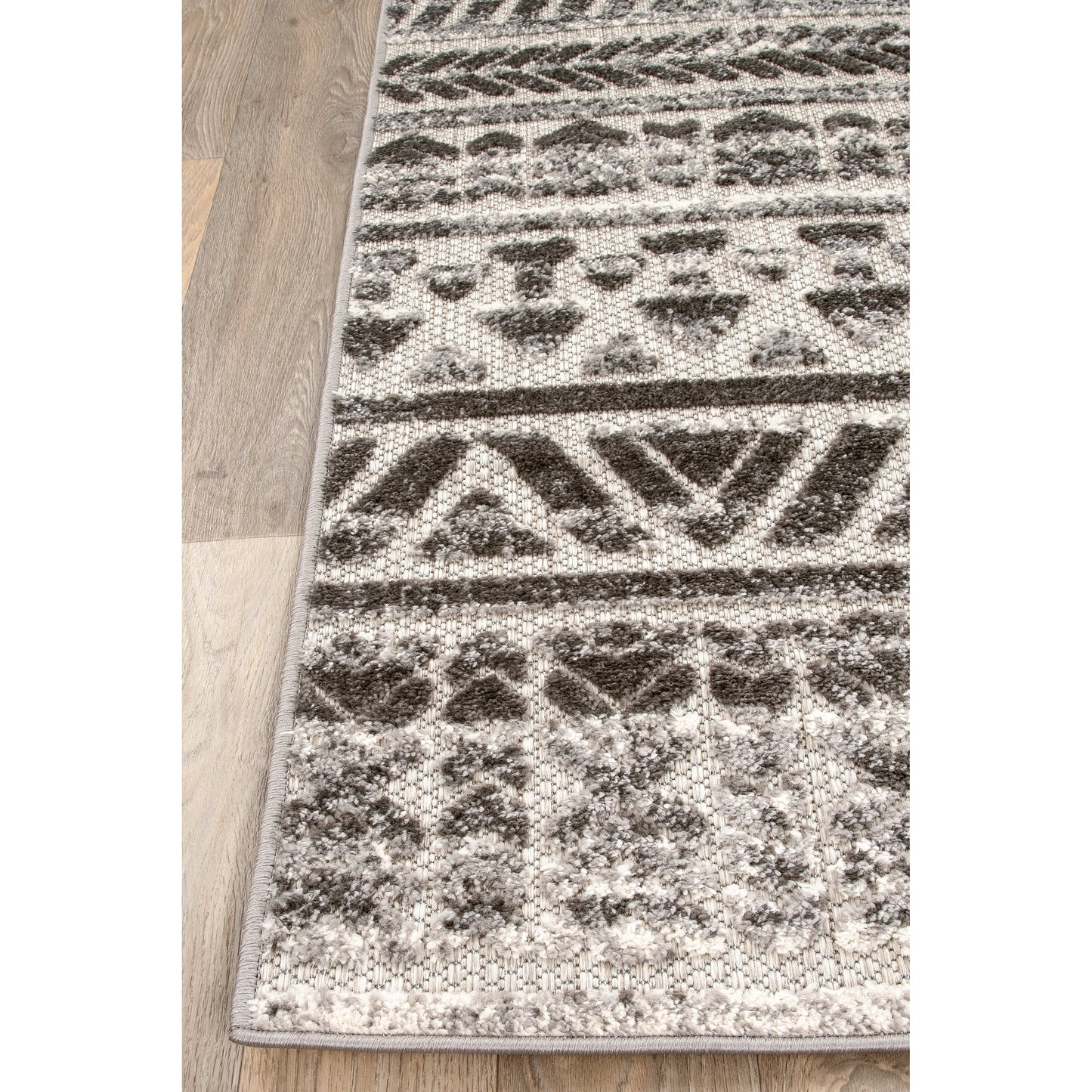 Tappeto per interni/esterni con strisce moderne e motivi geometrici sbiaditi della World Rug Gallery