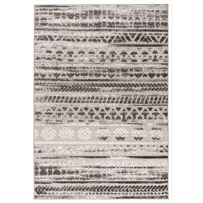 Tappeto per interni/esterni con strisce moderne e motivi geometrici sbiaditi della World Rug Gallery