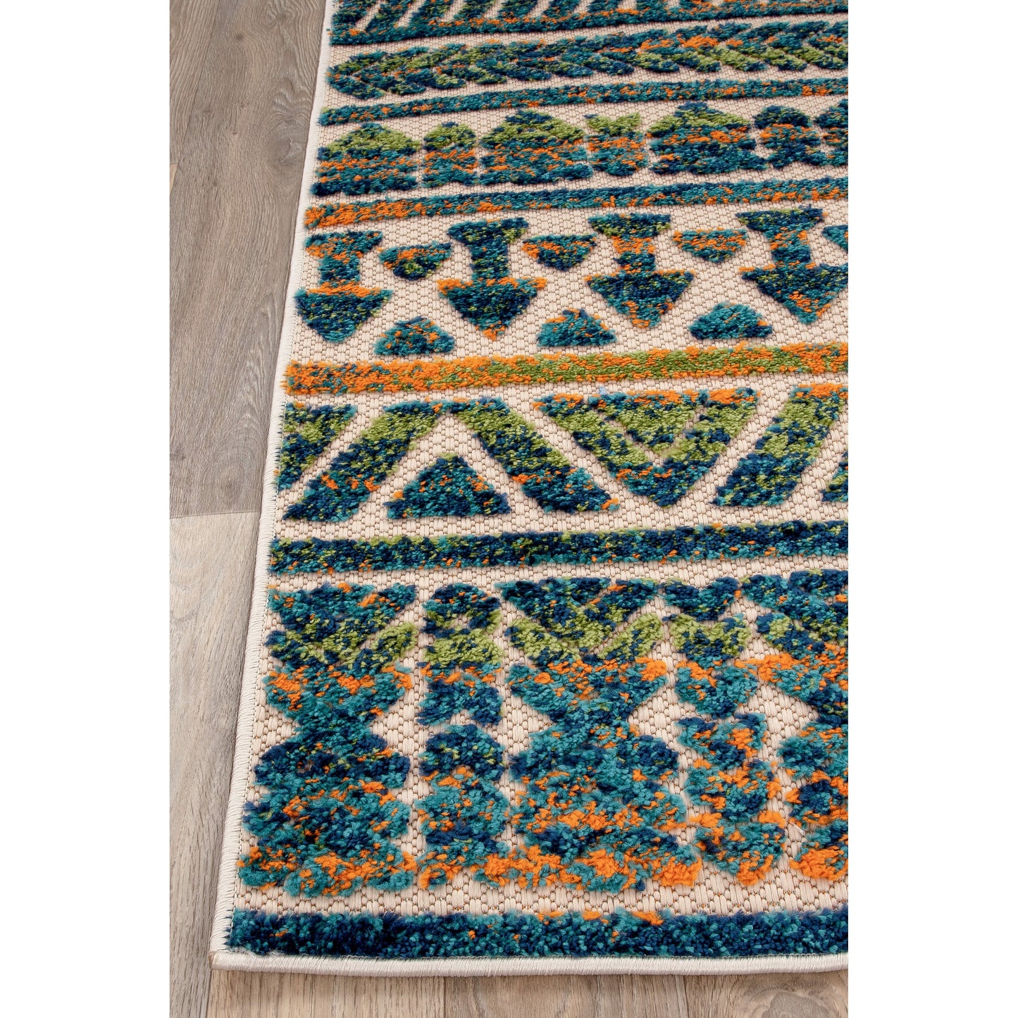 Tappeto per interni/esterni con strisce moderne e motivi geometrici sbiaditi della World Rug Gallery