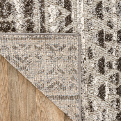 Tappeto per interni/esterni con strisce moderne e motivi geometrici sbiaditi della World Rug Gallery