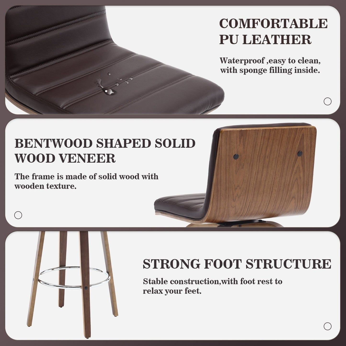 26/29 Sgabelli da bar/bancone girevoli in similpelle, set da 2/3