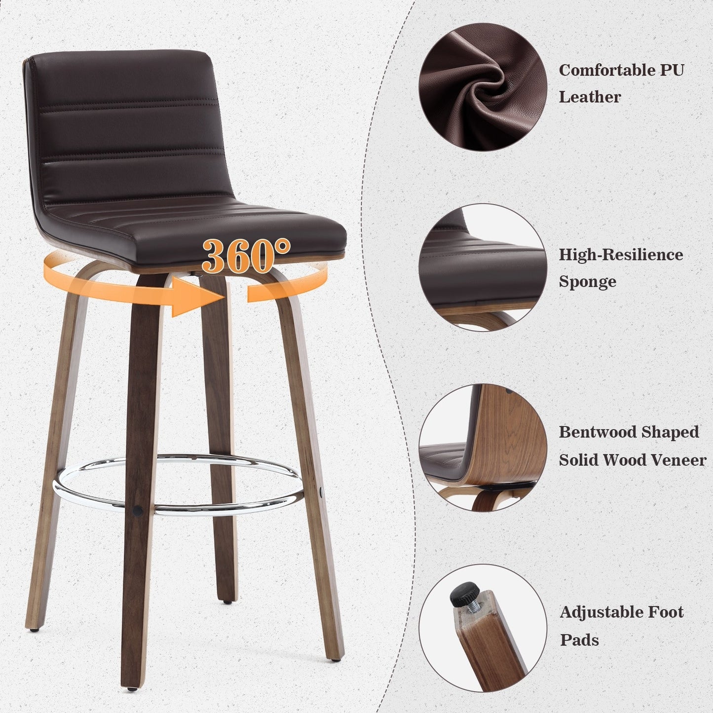 26/29 Sgabelli da bar/bancone girevoli in similpelle, set da 2/3