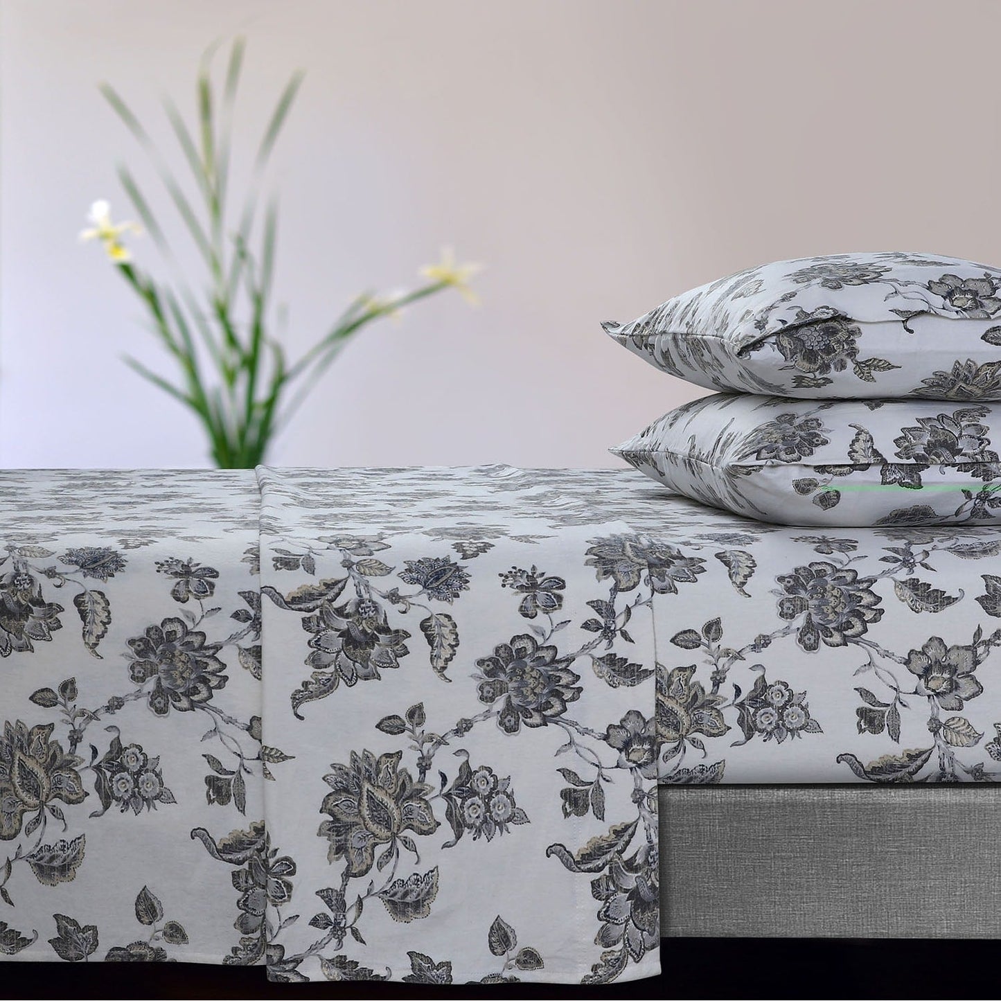 Set di lenzuola con tasche extra profonde stampate in morbida flanella di cotone da 170 g/m²