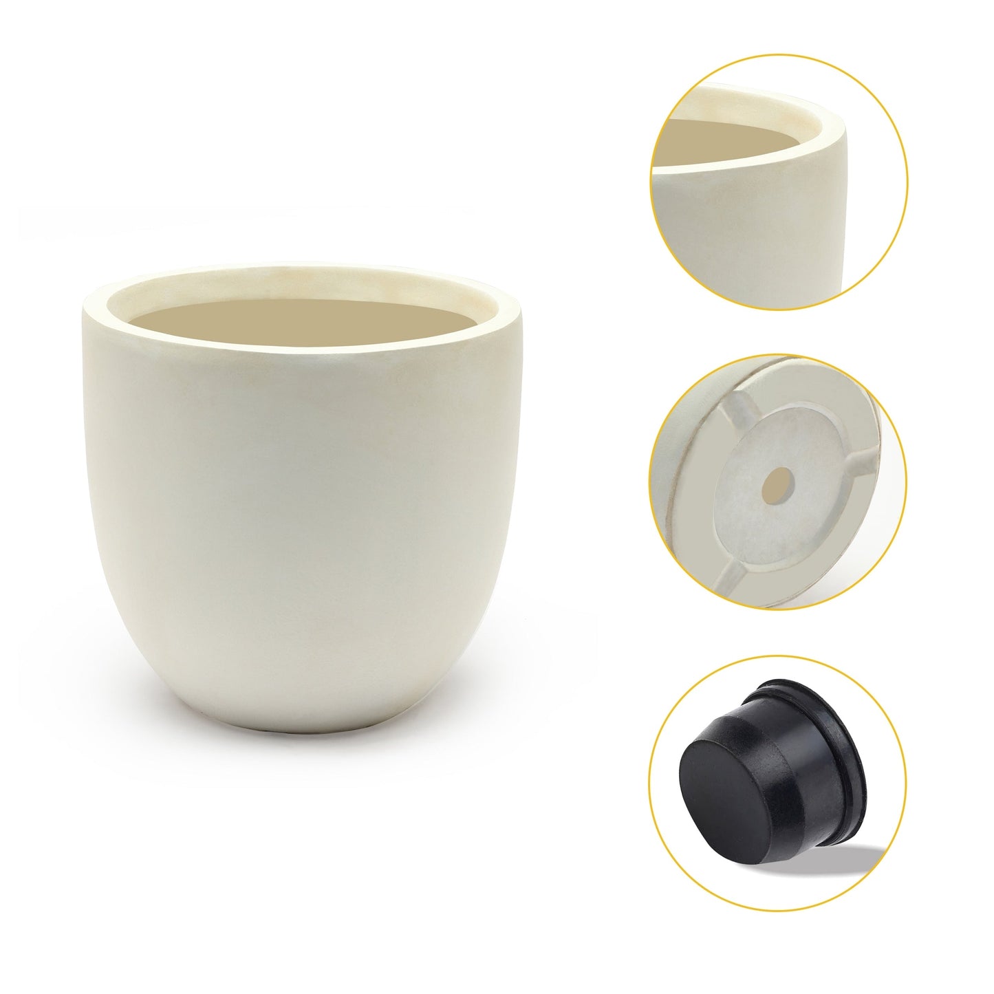 Fioriera rotonda conica in MgO, per interni ed esterni