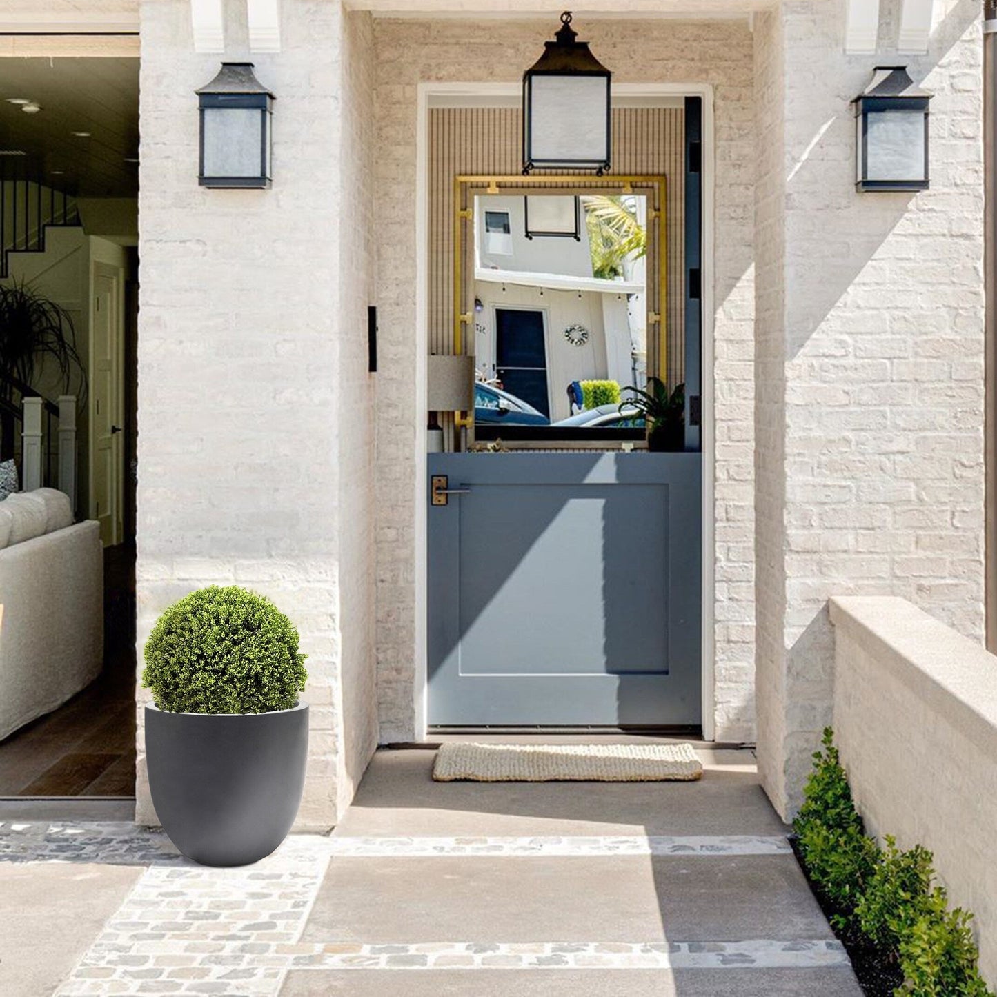 Fioriera rotonda conica in MgO, per interni ed esterni