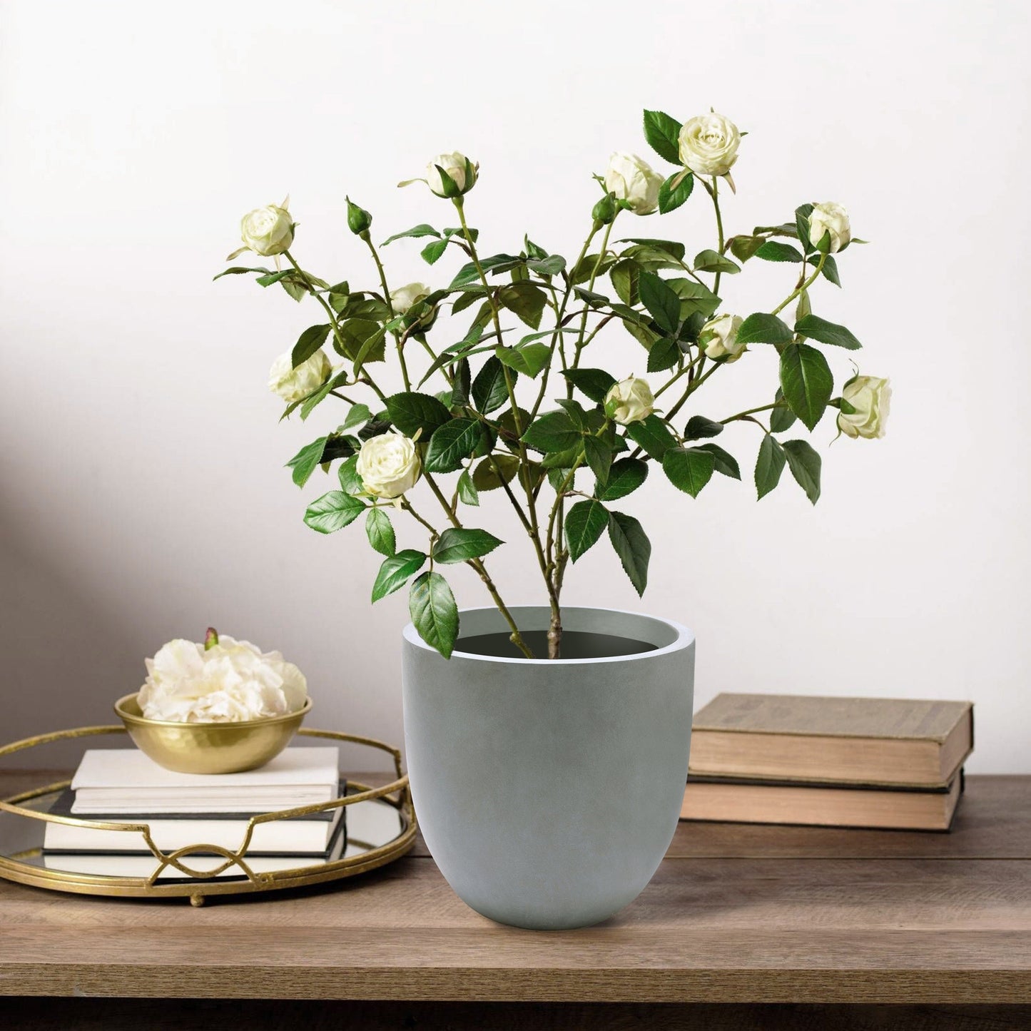 Fioriera rotonda conica in MgO, per interni ed esterni