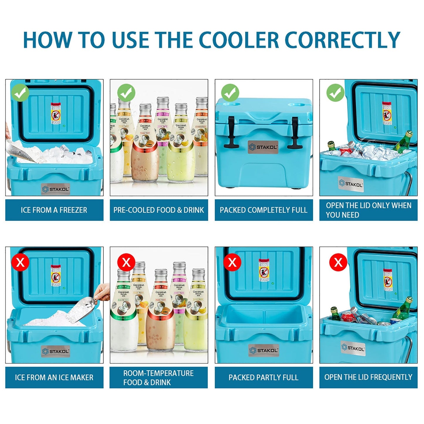 SKTAKOL Ghiacciaia portatile da 16 litri a prova di perdite, capacità 24 lattine di ghiaccio - Vedi dettagli