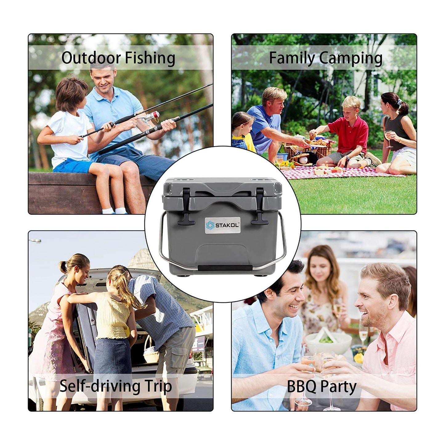 SKTAKOL Ghiacciaia portatile da 16 litri a prova di perdite, capacità 24 lattine di ghiaccio - Vedi dettagli