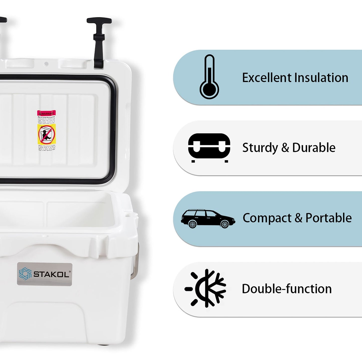 SKTAKOL Ghiacciaia portatile da 16 litri a prova di perdite, capacità 24 lattine di ghiaccio - Vedi dettagli
