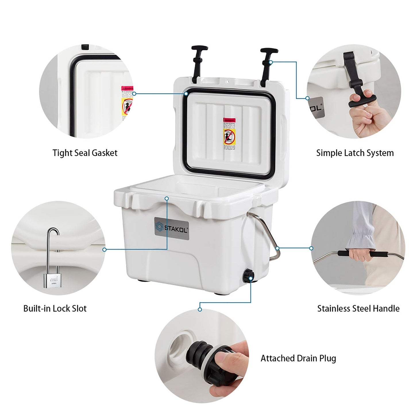 SKTAKOL Ghiacciaia portatile da 16 litri a prova di perdite, capacità 24 lattine di ghiaccio - Vedi dettagli