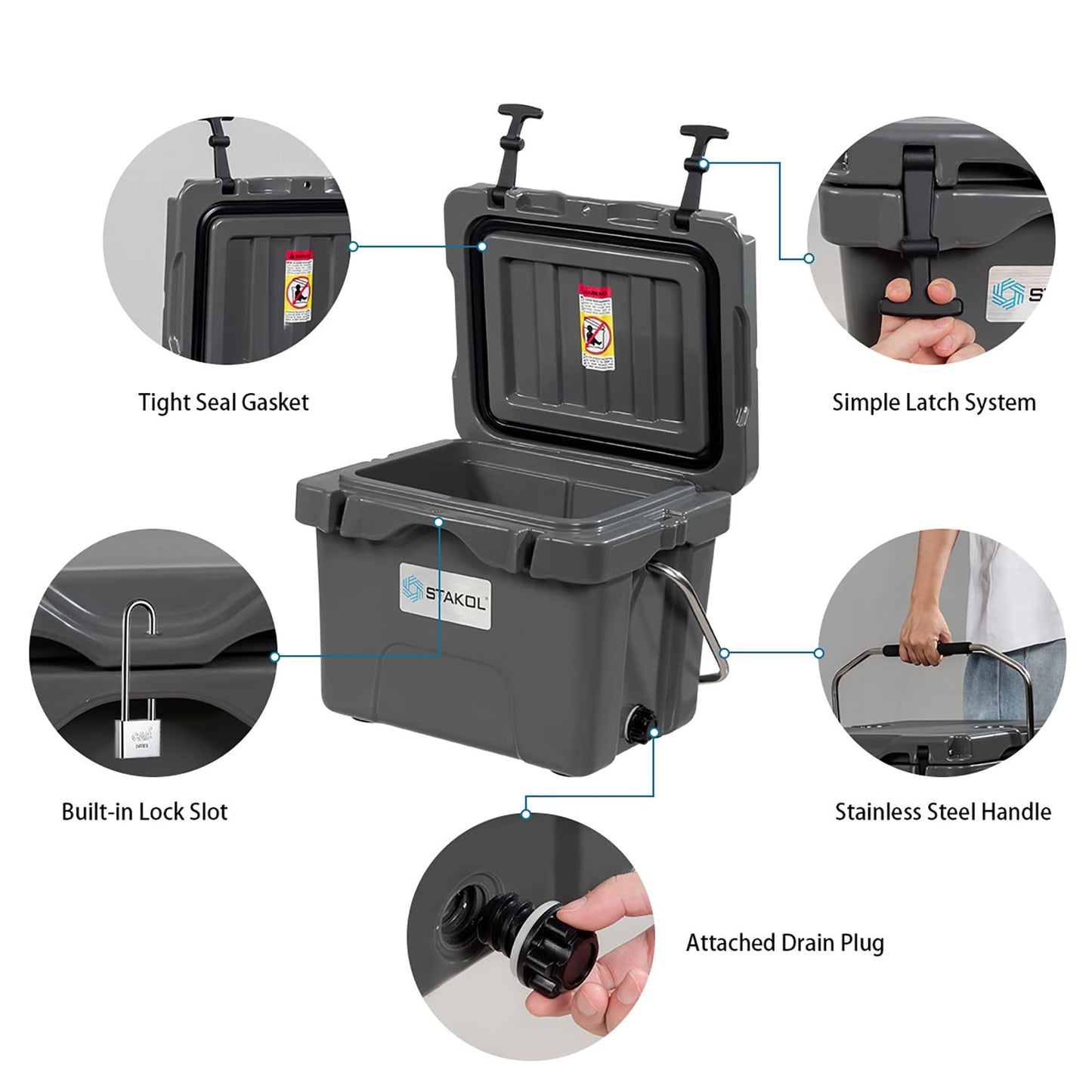 SKTAKOL Ghiacciaia portatile da 16 litri a prova di perdite, capacità 24 lattine di ghiaccio - Vedi dettagli