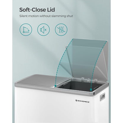 Pattumiera doppia SONGMICS, 2 bidoni della spazzatura da 8 galloni, acciaio inossidabile