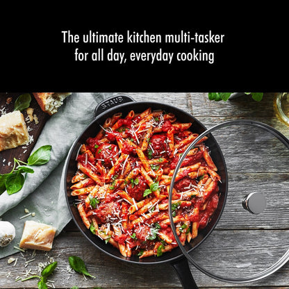 STAUB Padella in ghisa da 2,9 qt con coperchio in vetro