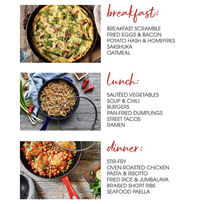 STAUB Padella in ghisa da 2,9 qt con coperchio in vetro