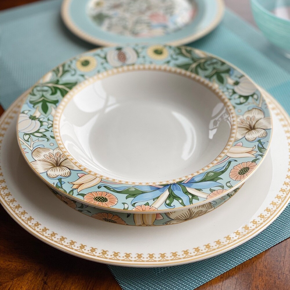 STP Goods Morris Garden Bone China Dinnerware Set da 24 per 6 persone