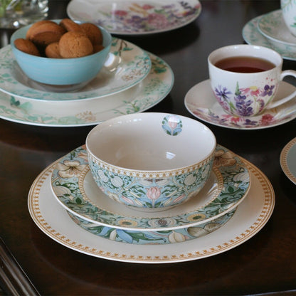STP Goods Morris Garden Bone China Dinnerware Set da 24 per 6 persone