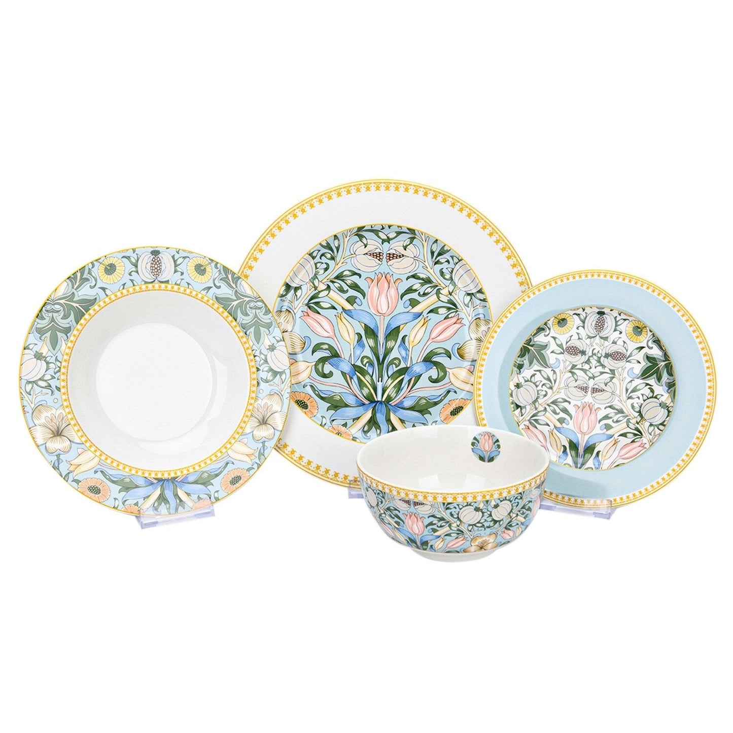 STP Goods Morris Garden Bone China Dinnerware Set da 24 per 6 persone