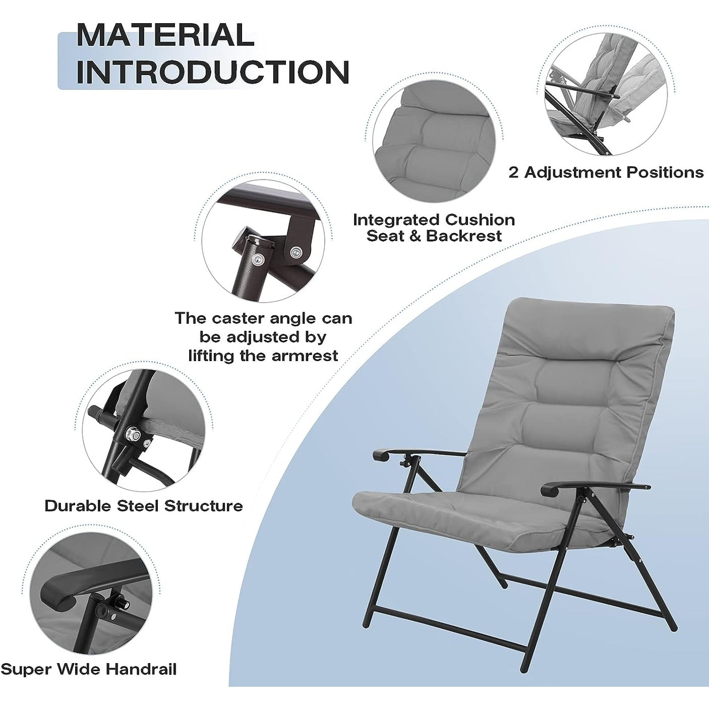 SUNCROWN Set da bistrot con 3 sedie pieghevoli imbottite per patio esterno