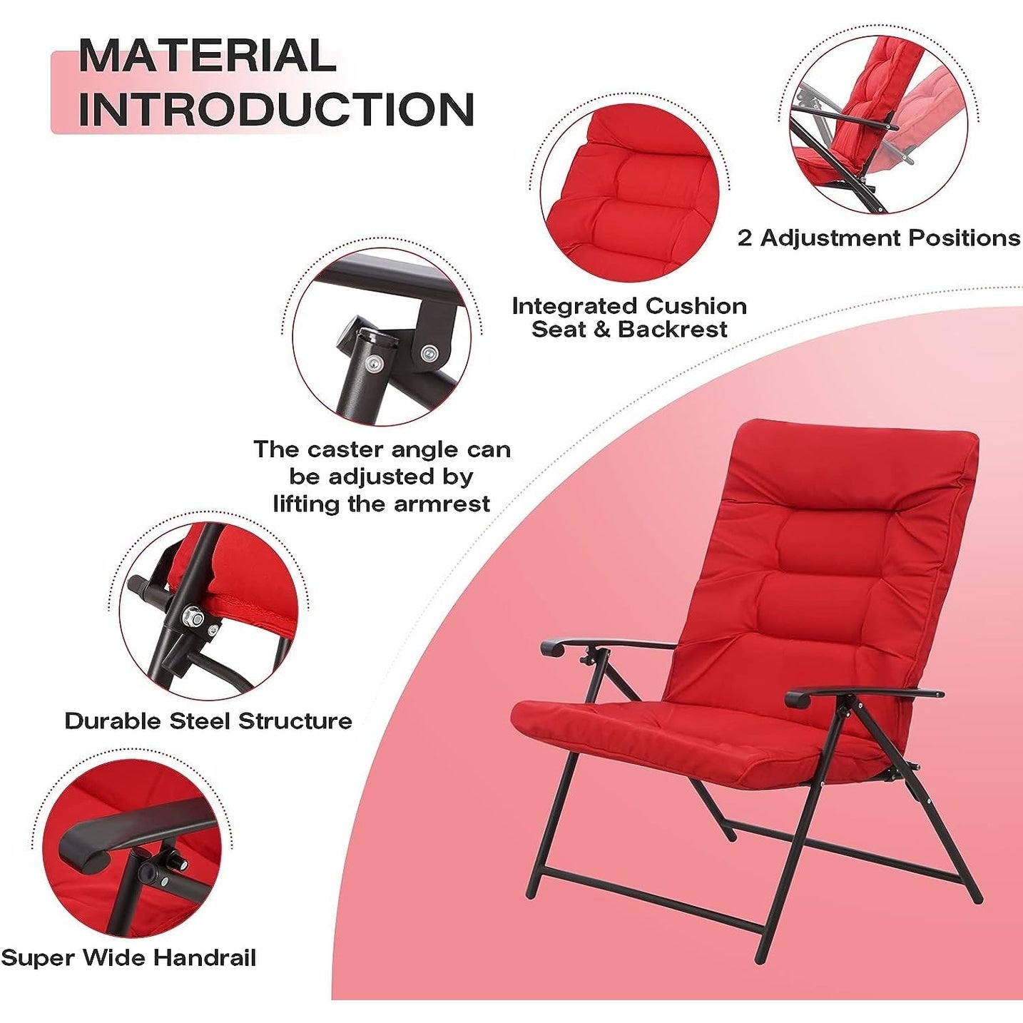 SUNCROWN Set da bistrot con 3 sedie pieghevoli imbottite per patio esterno