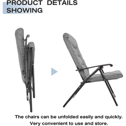 SUNCROWN Set da bistrot con 3 sedie pieghevoli imbottite per patio esterno