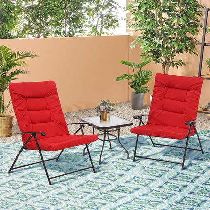 SUNCROWN Set da bistrot con 3 sedie pieghevoli imbottite per patio esterno