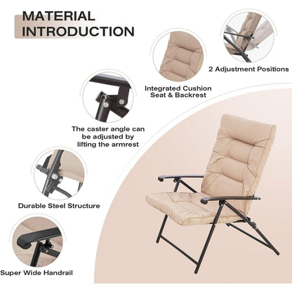 SUNCROWN Set da bistrot con 3 sedie pieghevoli imbottite per patio esterno