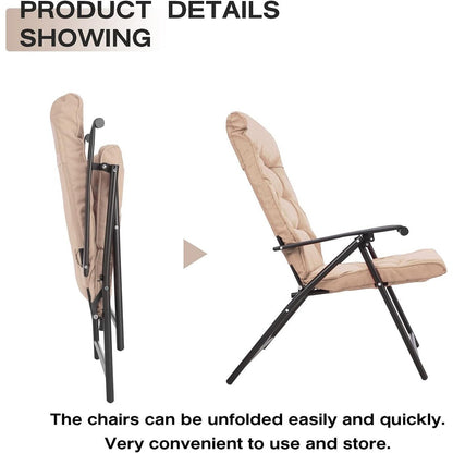 SUNCROWN Set da bistrot con 3 sedie pieghevoli imbottite per patio esterno