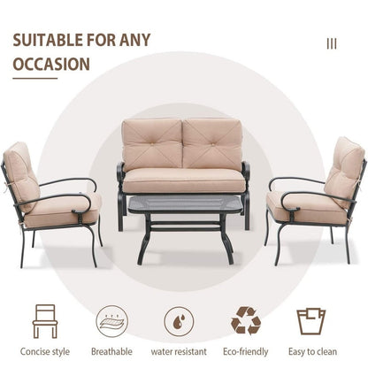 SUNCROWN 4 pezzi mobili da esterno patio set da conversazione divano a due posti