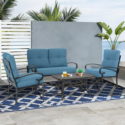 SUNCROWN 4 pezzi mobili da esterno patio set da conversazione divano a due posti