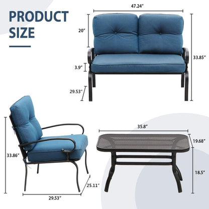 SUNCROWN 4 pezzi mobili da esterno patio set da conversazione divano a due posti