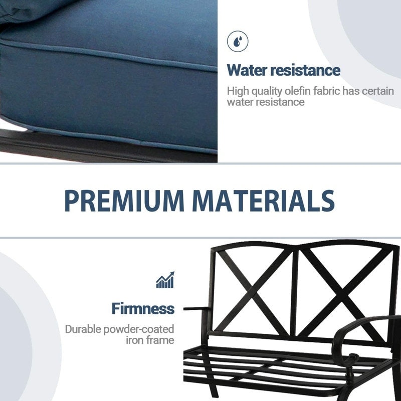 SUNCROWN 4 pezzi mobili da esterno patio set da conversazione divano a due posti