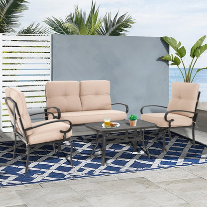 SUNCROWN 4 pezzi mobili da esterno patio set da conversazione divano a due posti