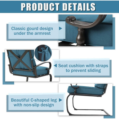 Set da conversazione per esterni SUNCROWN da 5 pezzi, panca da giardino e 2 sedie a sdraio con 2 tavolini da caffè