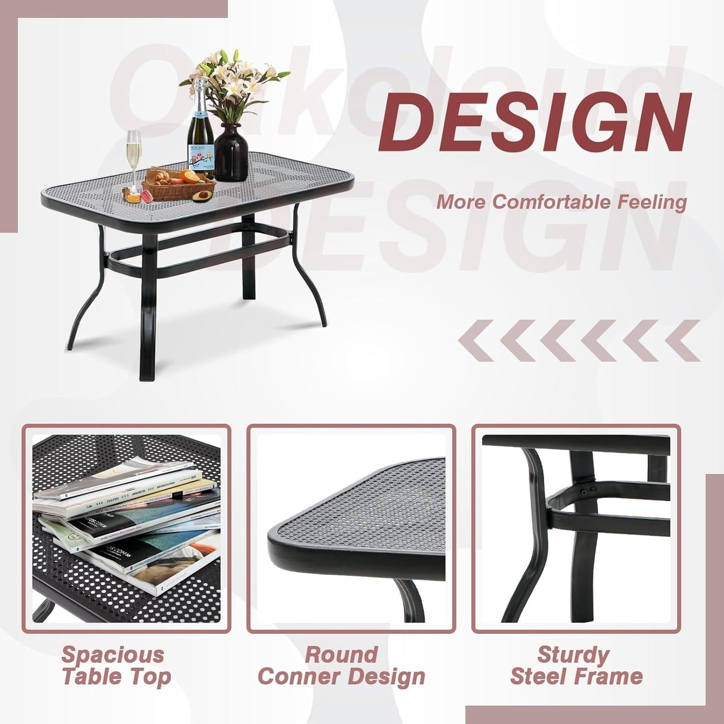 Set da conversazione per esterni SUNCROWN da 5 pezzi, panca da giardino e 2 sedie a sdraio con 2 tavolini da caffè