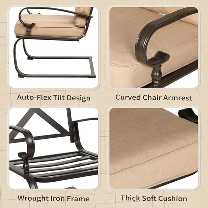 Set da conversazione per esterni SUNCROWN da 5 pezzi, panca da giardino e 2 sedie a sdraio con 2 tavolini da caffè