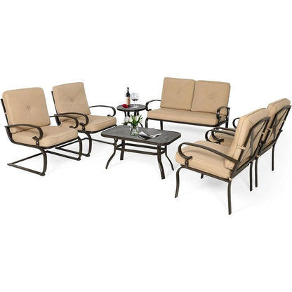 Set da conversazione per patio con mobili da esterno in metallo SUNCROWN da 7 pezzi