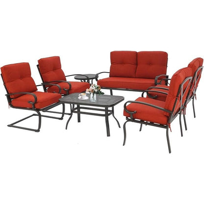 Set da conversazione per patio con mobili da esterno in metallo SUNCROWN da 7 pezzi