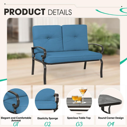 Set da conversazione per patio con mobili da esterno in metallo SUNCROWN da 7 pezzi