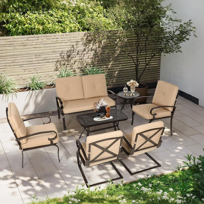 Set da conversazione per patio con mobili da esterno in metallo SUNCROWN da 7 pezzi