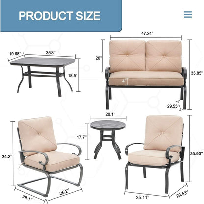 Set da conversazione per patio con mobili da esterno in metallo SUNCROWN da 7 pezzi