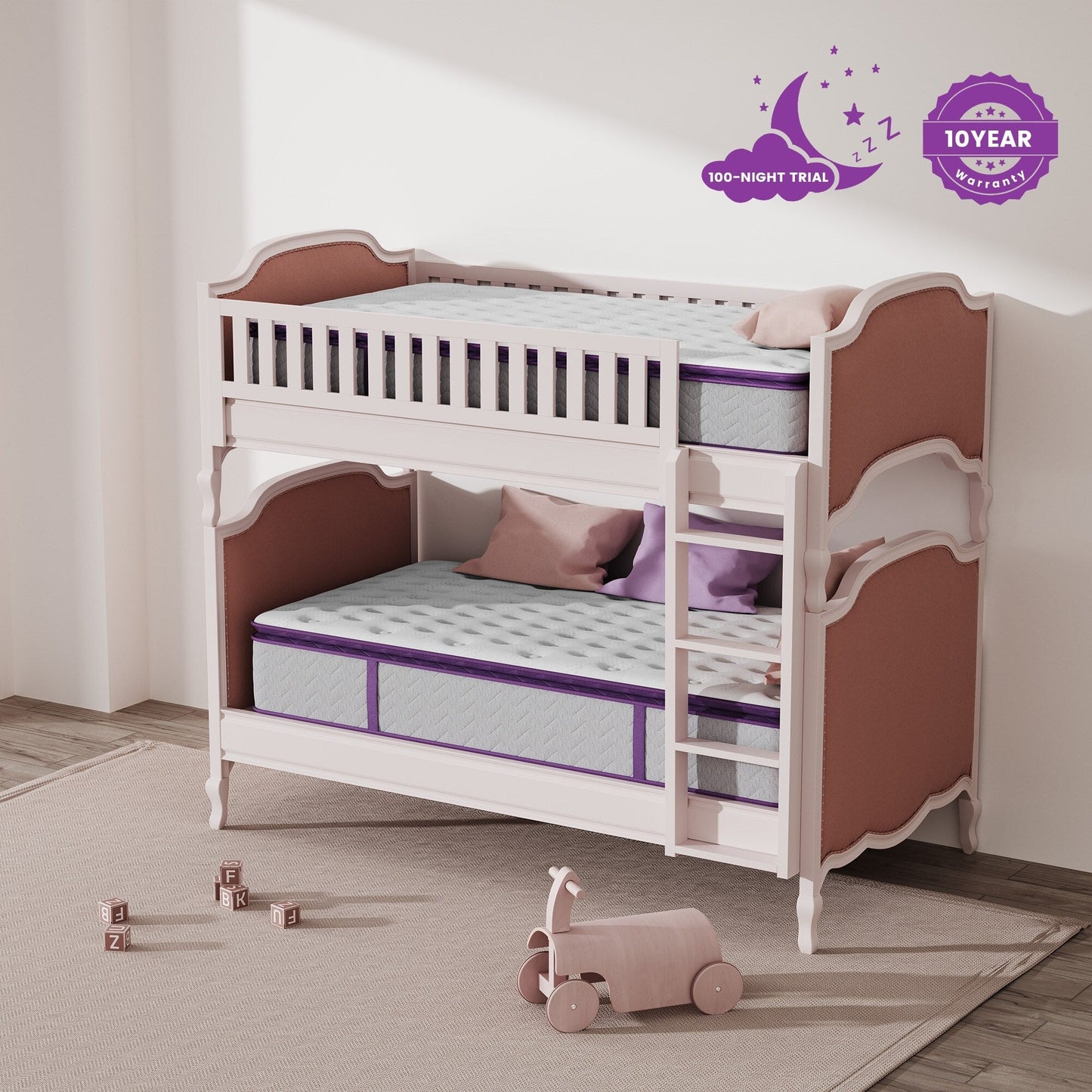 Materasso ibrido in memory foam da 10 pollici con molle interne, materasso Pillow Top