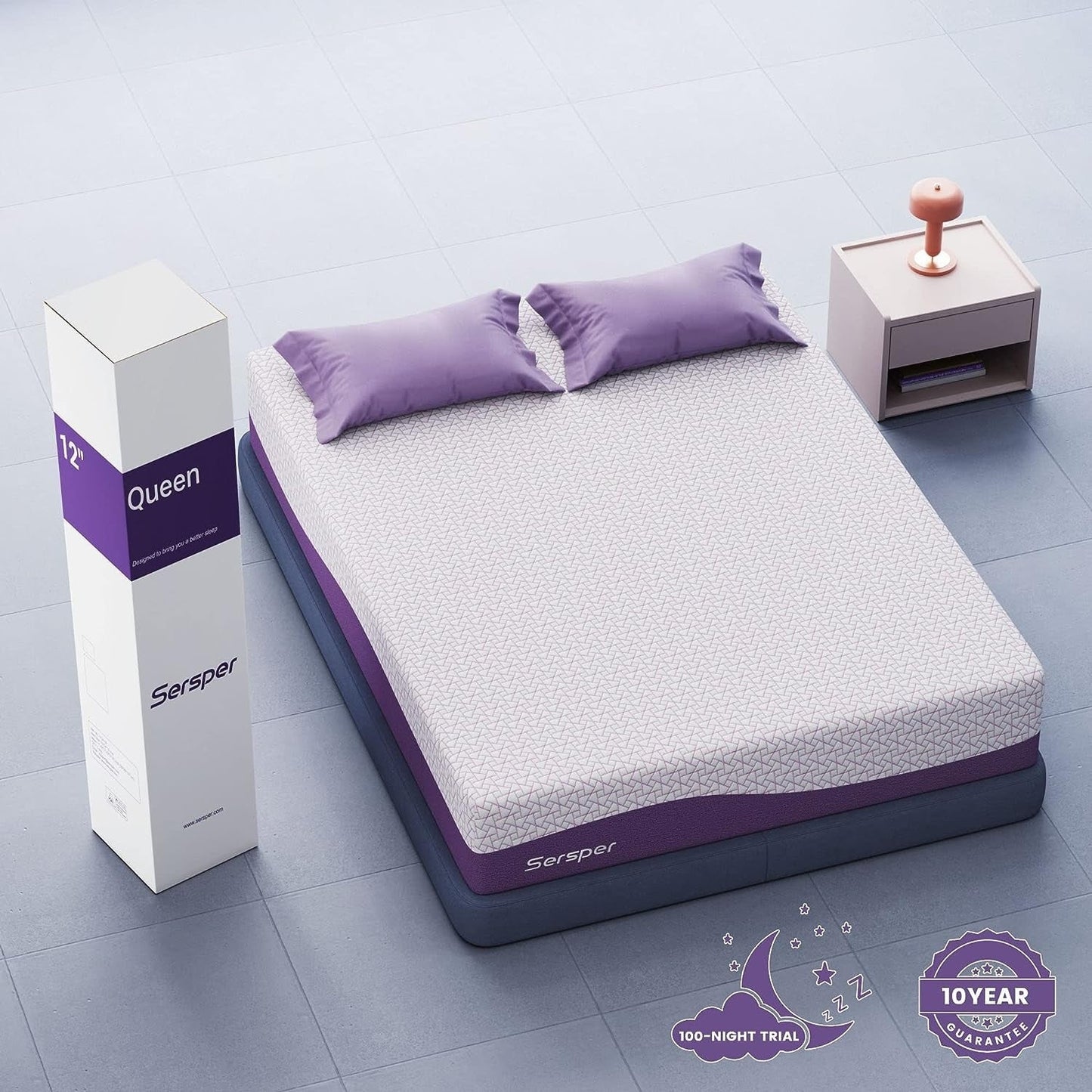 Materasso in memory foam al gel di carbone di bambù da 14 pollici, adatto per letto regolabile