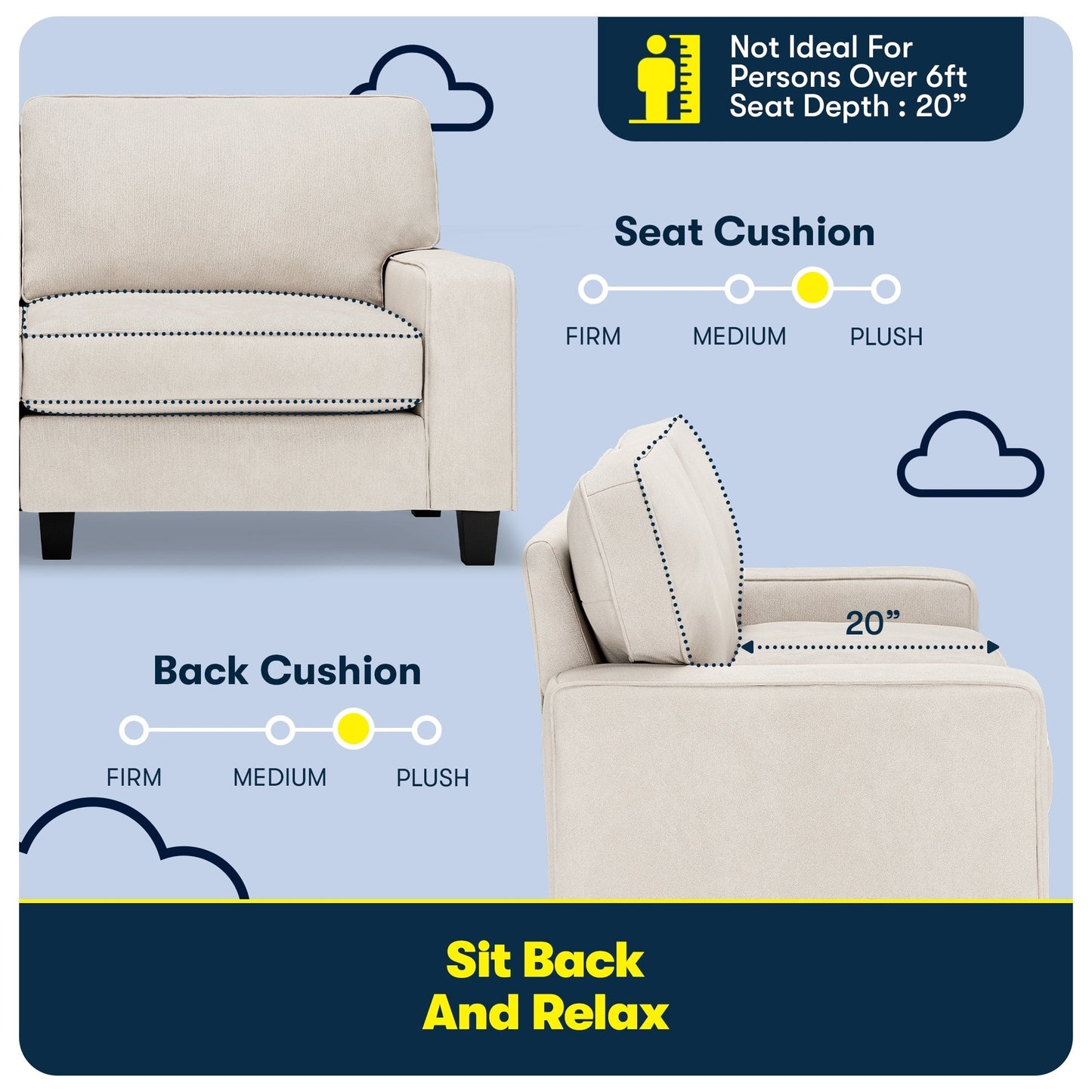 Divano Serta Palisades 73 Track Arm, in poliestere di facile manutenzione, con schienale morbido e cuscini di seduta a molle insacchettate.