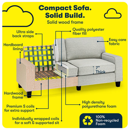 Divano Serta Palisades 73 Track Arm, in poliestere di facile manutenzione, con schienale morbido e cuscini di seduta a molle insacchettate.