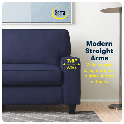 Divano Serta Palisades 73 Track Arm, in poliestere di facile manutenzione, con schienale morbido e cuscini di seduta a molle insacchettate.