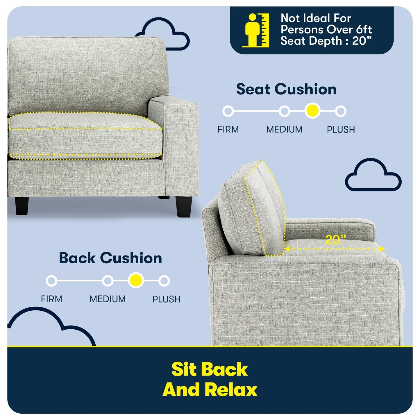 Divano Serta Palisades 73 Track Arm, in poliestere di facile manutenzione, con schienale morbido e cuscini di seduta a molle insacchettate.