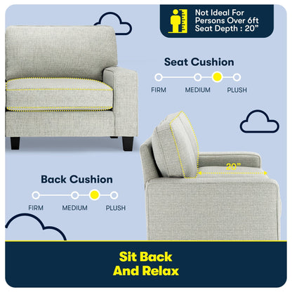 Divano Serta Palisades 73 Track Arm, in poliestere di facile manutenzione, con schienale morbido e cuscini di seduta a molle insacchettate.