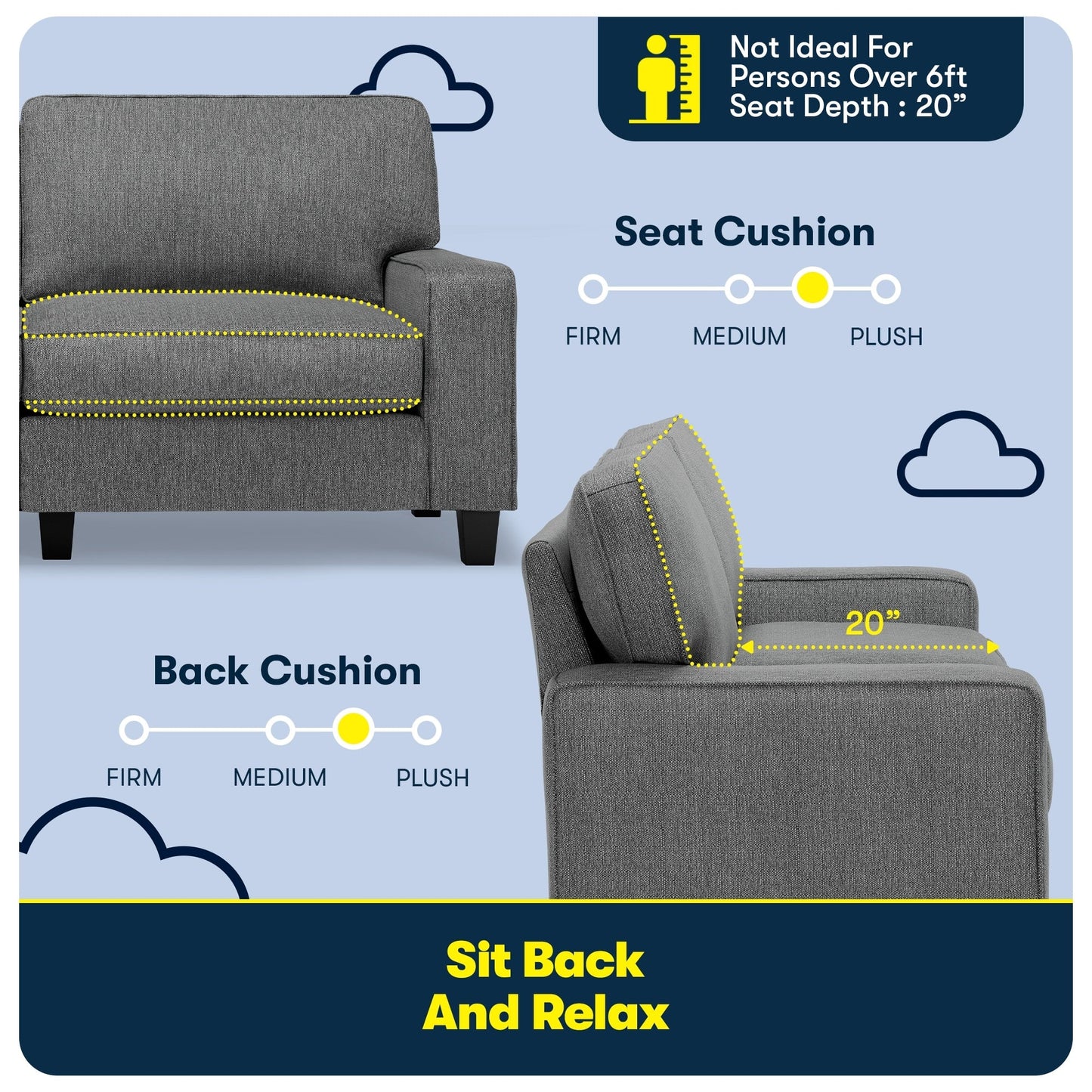 Divano Serta Palisades 73 Track Arm, in poliestere di facile manutenzione, con schienale morbido e cuscini di seduta a molle insacchettate.