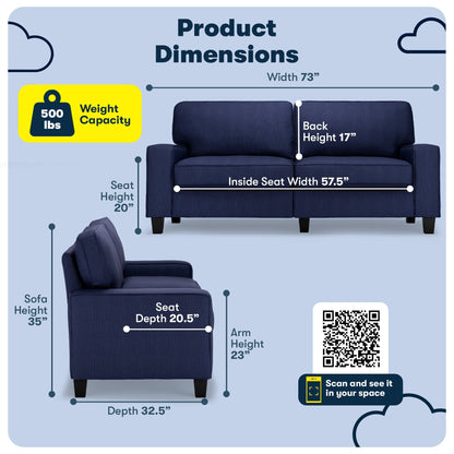 Divano Serta Palisades 73 Track Arm, in poliestere di facile manutenzione, con schienale morbido e cuscini di seduta a molle insacchettate.